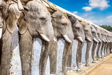 Ruwanwelisaya stupa temple in Anuradhapura Archaeological Museum in Sri Lankaの写真素材