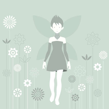 Fairy is walking through the flower gardenのイラスト素材