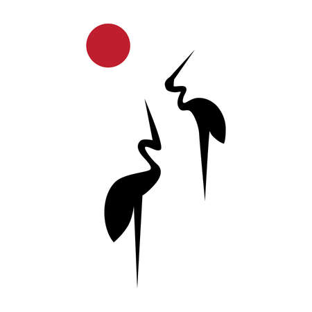 Cranes. Bird of happiness and good luckのイラスト素材