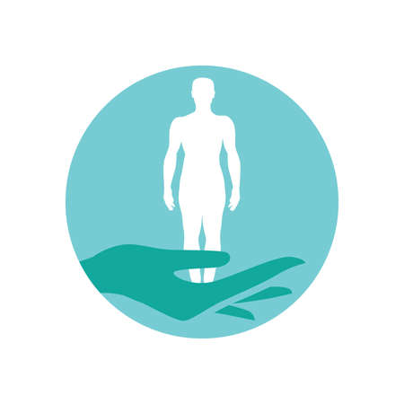 caring hand holding human figureのイラスト素材