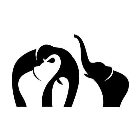 abstract elephants, negative spaceのイラスト素材