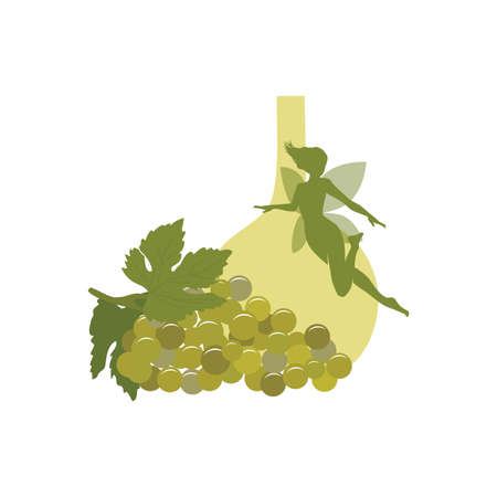 wine and grape fairyのイラスト素材