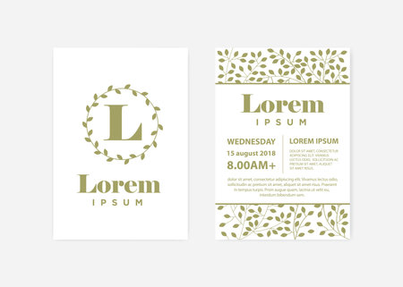 leafs, event invitation templateのイラスト素材