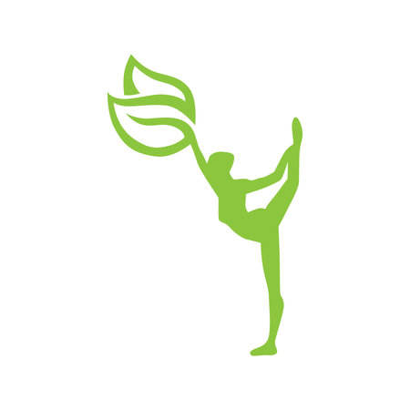 Woman holding  green leavesのイラスト素材