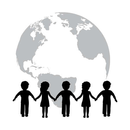 kids and planet earthのイラスト素材