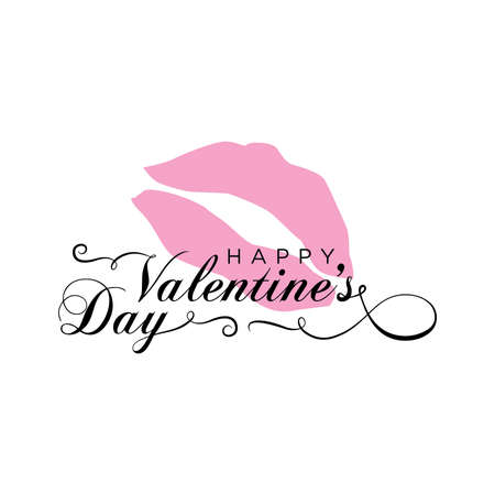 pink kiss, vector Valentine's day greetingのイラスト素材