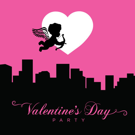 Typography: Valentine's Day party with cupid