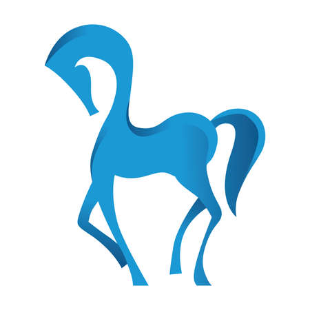 blue abstract horseのイラスト素材