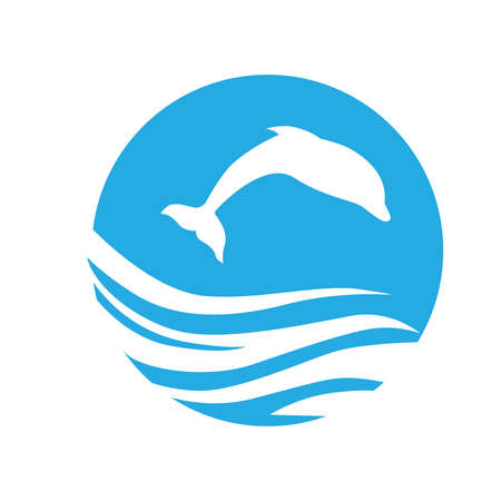 dolphin and sea wavesのイラスト素材