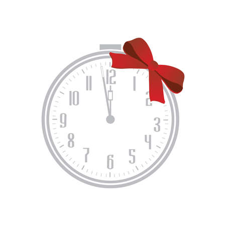 alarm clock with red gift bow, vectorのイラスト素材