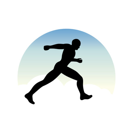runner with morning sky in behind, vectorのイラスト素材