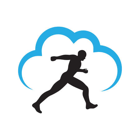 runner and blue cloudのイラスト素材