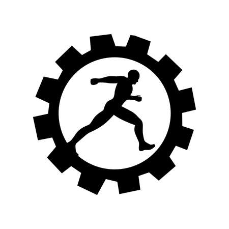 black gear and runner, vectorのイラスト素材