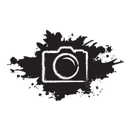 grunge ink splash and photo camera,のイラスト素材