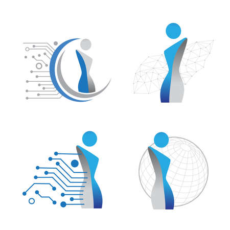 abstract female figure and circuit boardのイラスト素材