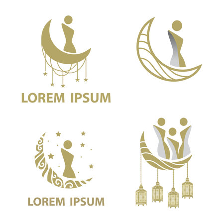 abstract female figure and moonのイラスト素材