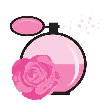 pink perfume bottle with rose flowerのイラスト素材