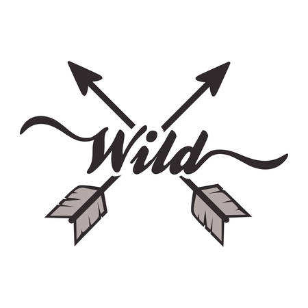 Calligraphic word wild and Native American arrows, vectorのイラスト素材