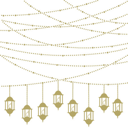 Gold strings and lanterns, vector graphic design elementのイラスト素材