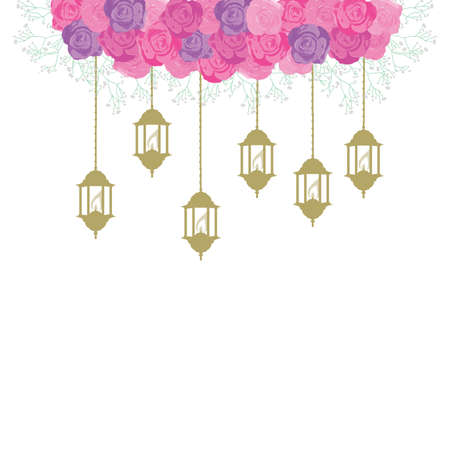 roses and lanterns, vector graphic design elementのイラスト素材