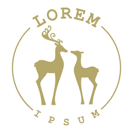 deer and doe, vector graphic design elementのイラスト素材