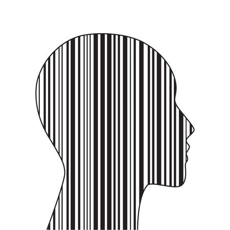 bar code inside human headのイラスト素材