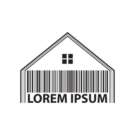 bar code house, vector graphic design elementのイラスト素材