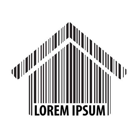 bar code house, vector graphic design elementのイラスト素材