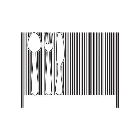 spoon, fork and knife as a part of bar codeのイラスト素材