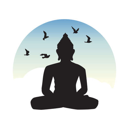 Buddha with cloudsのイラスト素材