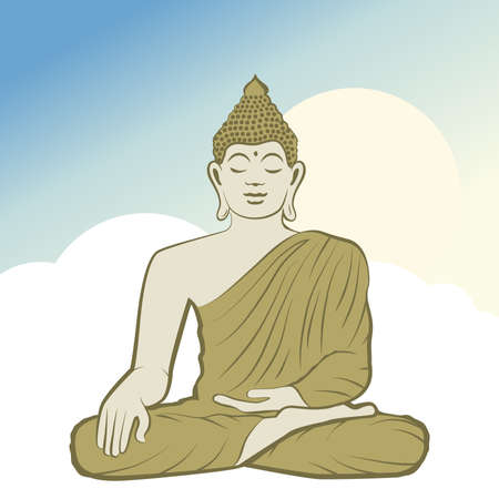 Buddha with cloudsのイラスト素材