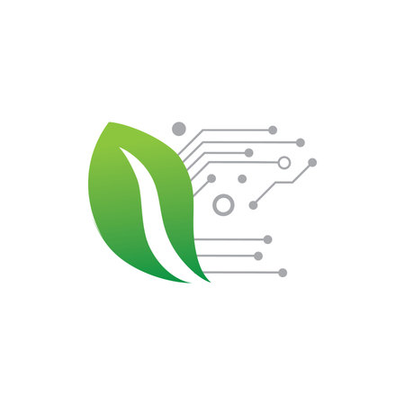 circuit board and green leafのイラスト素材