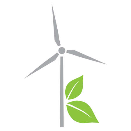 Green laves and wind turbineのイラスト素材