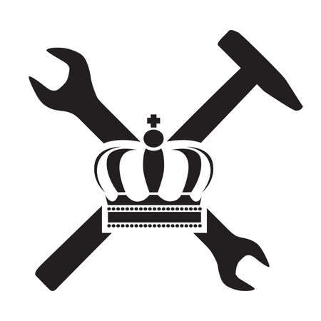 King crown with crossed wrench and hammer toolsのイラスト素材