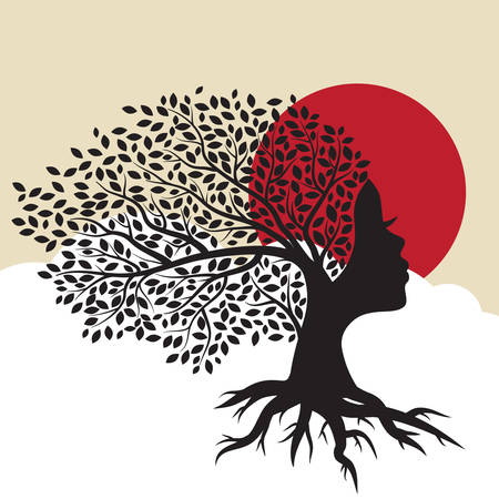 tree with female faceのイラスト素材