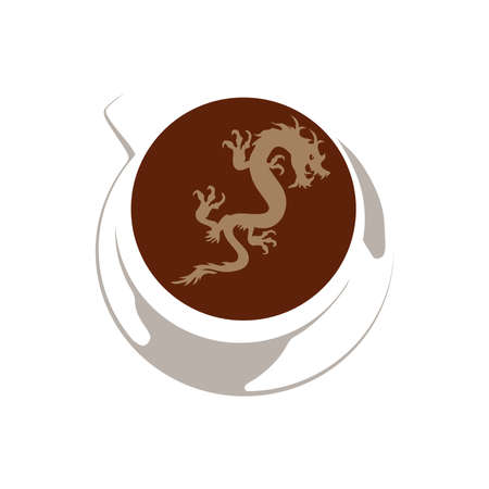 dragon inside cup of coffeeのイラスト素材