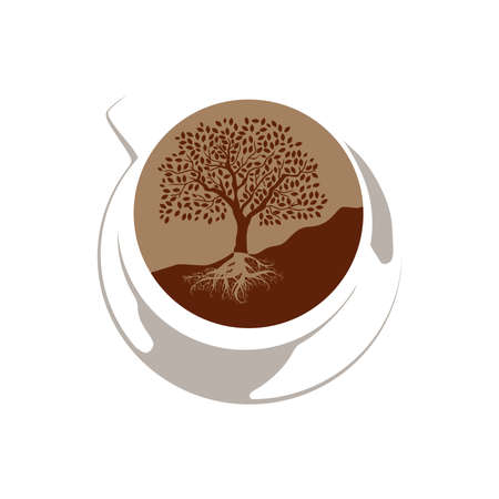 tree inside cup of coffeeのイラスト素材