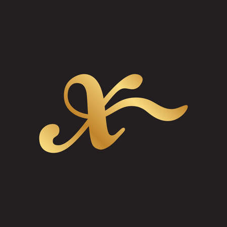 gold script letter xのイラスト素材