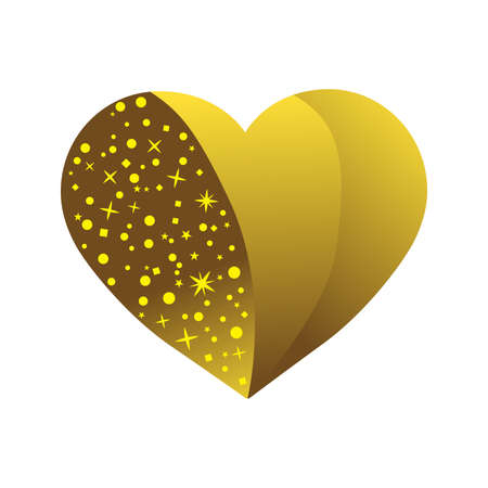 shiny glitters inside golden heartのイラスト素材