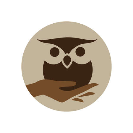 human hand holding little owlのイラスト素材