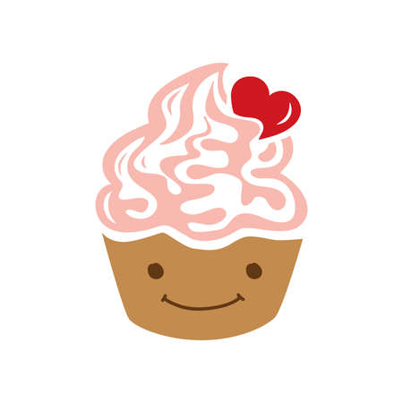 Cute cup cake characterのイラスト素材