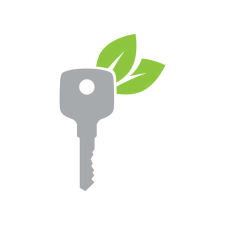 green leaves and door keyのイラスト素材