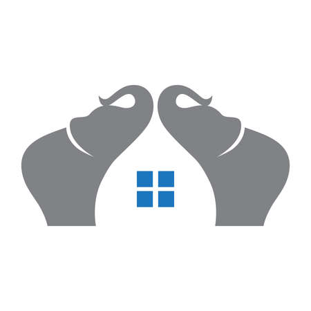 elephants created house shapeのイラスト素材