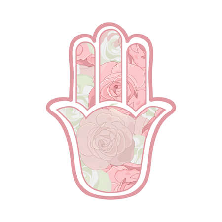 Floral Hand of God, Ancient Middle Eastern amuletのイラスト素材