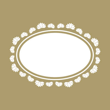lotus flower wreath, vector frameのイラスト素材