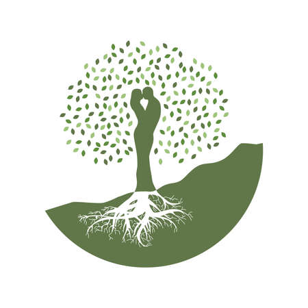 nature lovers, human couple become a treeのイラスト素材