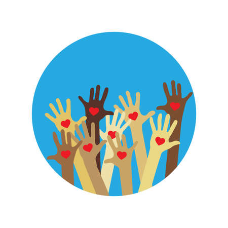 different skin colors handsのイラスト素材