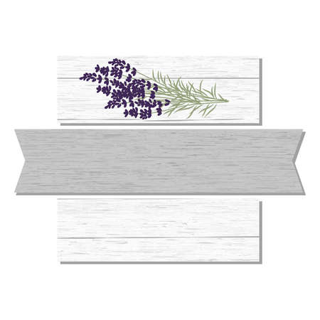 lavender and wooden boardのイラスト素材