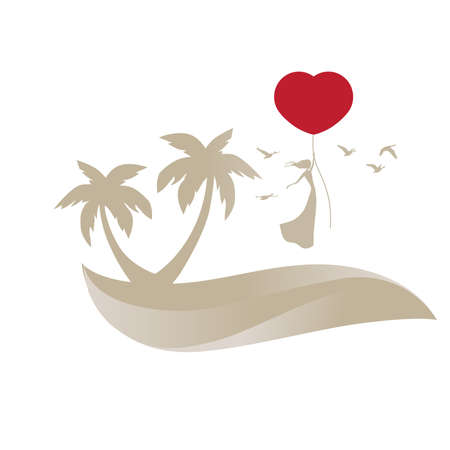 romantic balloon flight, vector graphic design elementのイラスト素材