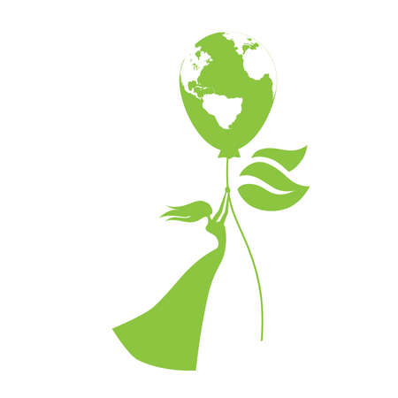 earth balloon flight, vector graphic design elementのイラスト素材